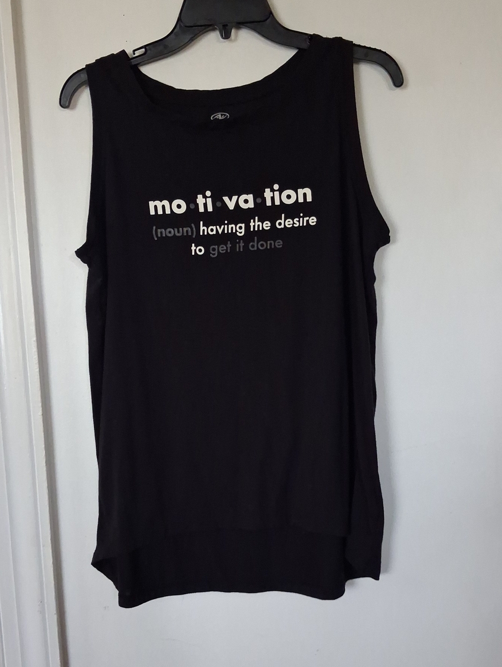 Athletic Works Black Tank Top with White Motivational Text